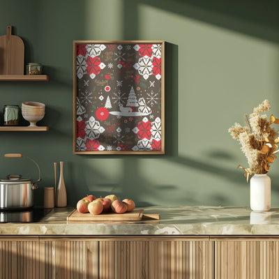 Snowy Festivities Pattern - Stretched Canvas, Poster or Fine Art Print I Heart Wall Art