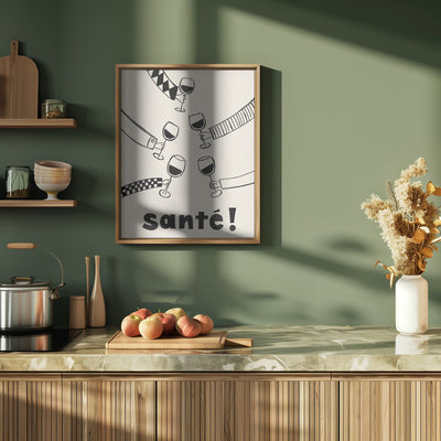 Santé Wine Party with Friends - Stretched Canvas, Poster or Fine Art Print I Heart Wall Art