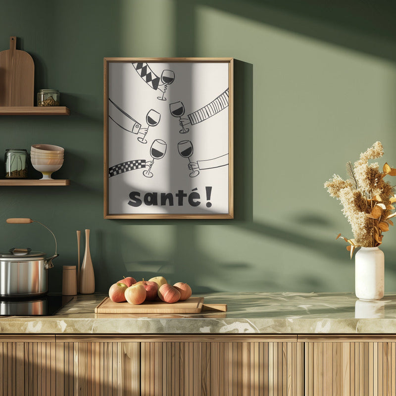 Santé Wine Party with Friends - Stretched Canvas, Poster or Fine Art Print I Heart Wall Art