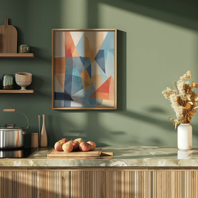 Abstract Angles of Blue and Orange - Stretched Canvas, Poster or Fine Art Print I Heart Wall Art