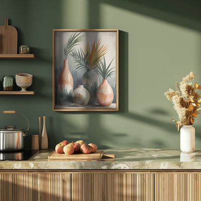 Tropical Vases In Watercolor Hues - Stretched Canvas, Poster or Fine Art Print I Heart Wall Art