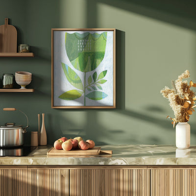 Abstract Tulip Green - Stretched Canvas, Poster or Fine Art Print I Heart Wall Art