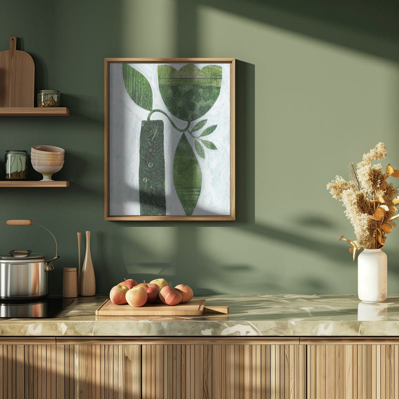 Abstract Green Tulip - Stretched Canvas, Poster or Fine Art Print I Heart Wall Art