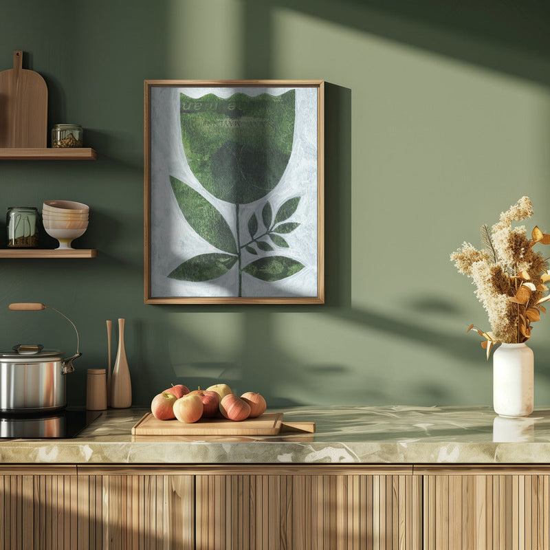 Abstract Green Tulip - Stretched Canvas, Poster or Fine Art Print I Heart Wall Art