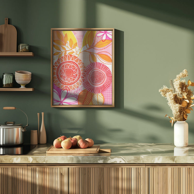 Hot Floral - Stretched Canvas, Poster or Fine Art Print I Heart Wall Art