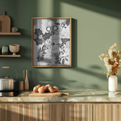 Modern Botanical Black &amp; White - Stretched Canvas, Poster or Fine Art Print I Heart Wall Art