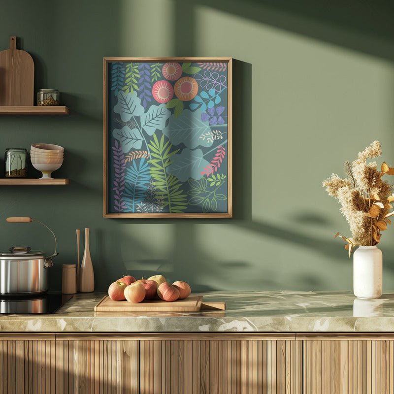 Modern Botanical Multi Colour - Stretched Canvas, Poster or Fine Art Print I Heart Wall Art