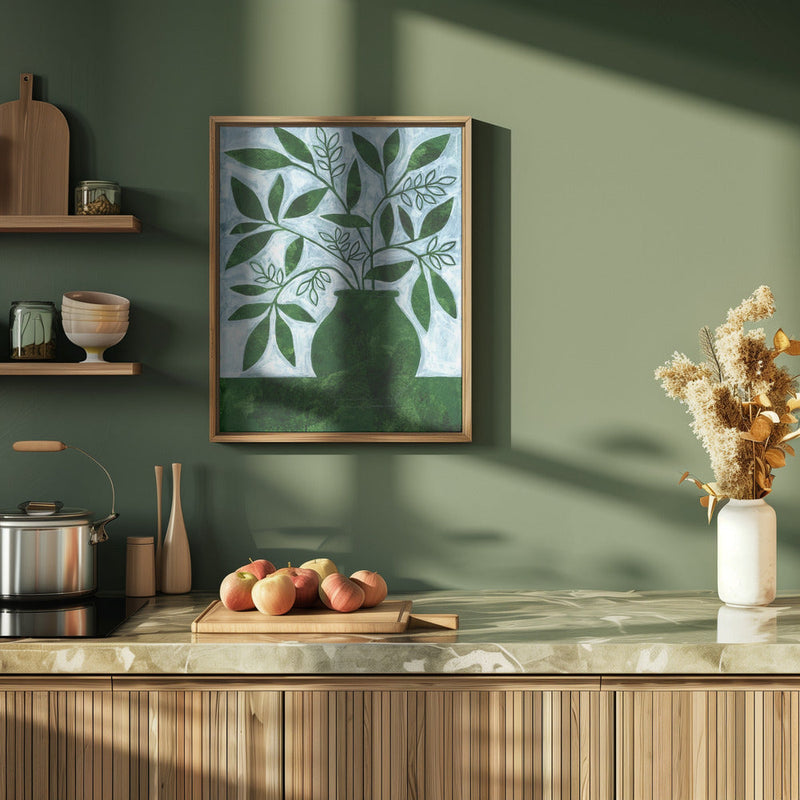 Green Leaves Still Life - Stretched Canvas, Poster or Fine Art Print I Heart Wall Art