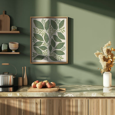 Striped Leaves Branch - Stretched Canvas, Poster or Fine Art Print I Heart Wall Art