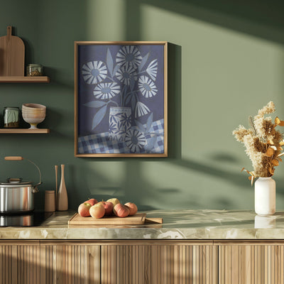 Stylized Flowers In A Decorative Vase - Stretched Canvas, Poster or Fine Art Print I Heart Wall Art