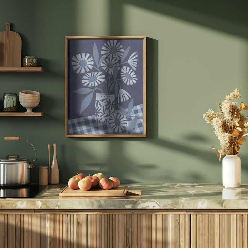 Stylized Flowers In A Decorative Vase - Stretched Canvas, Poster or Fine Art Print I Heart Wall Art