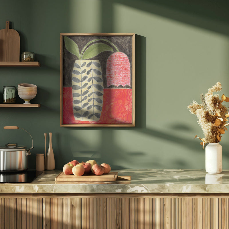 Red Tulip In A Modern Vase - Stretched Canvas, Poster or Fine Art Print I Heart Wall Art