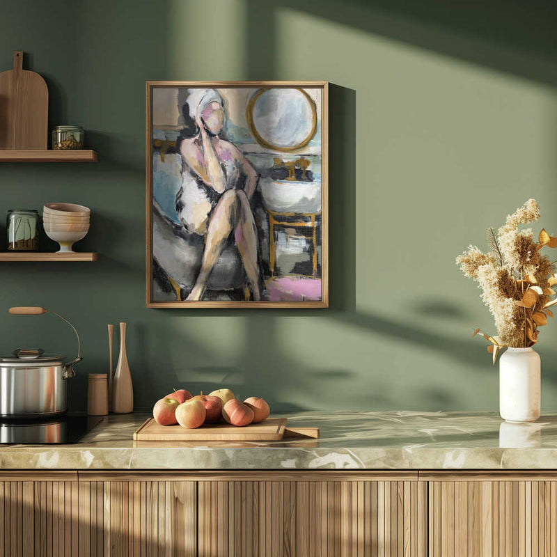 “Bathroom Conversation” - Stretched Canvas, Poster or Fine Art Print