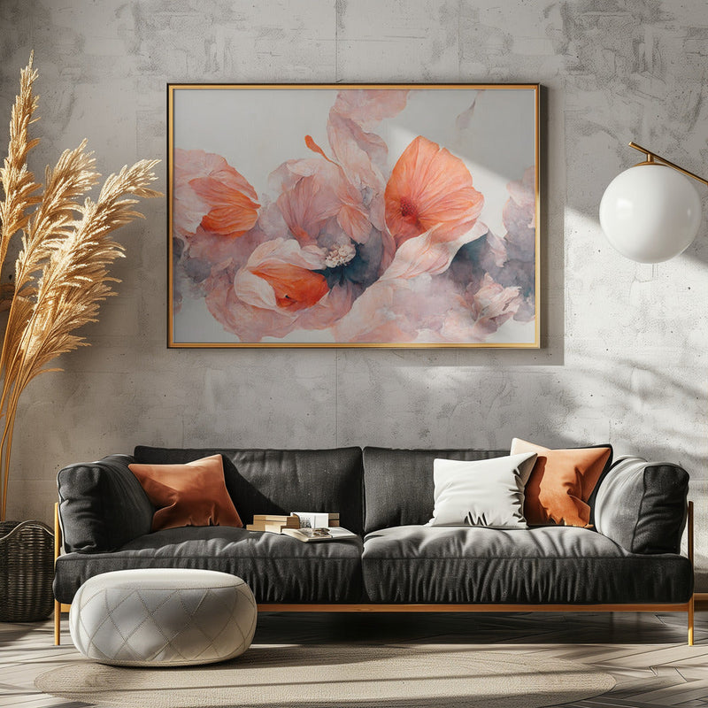 Salmon Flowers - Stretched Canvas, Poster or Fine Art Print I Heart Wall Art