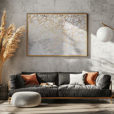Abstract gold line art wall mural - Stretched Canvas, Poster or Fine Art Print I Heart Wall Art