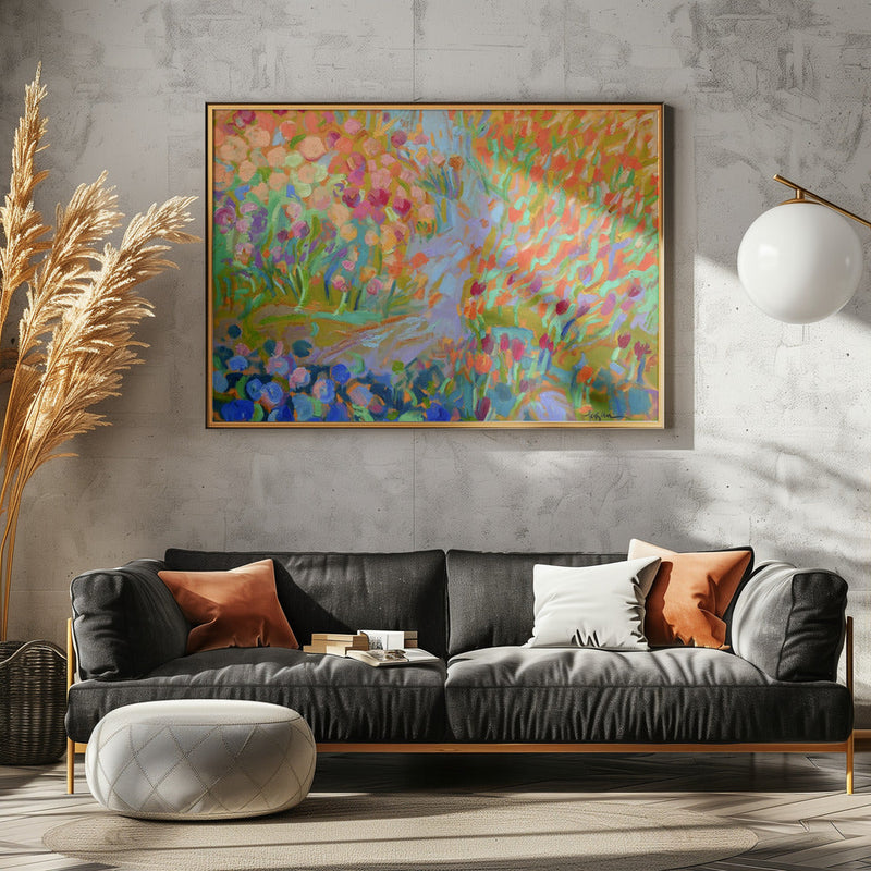 Vibrant Garden Path - Stretched Canvas, Poster or Fine Art Print I Heart Wall Art