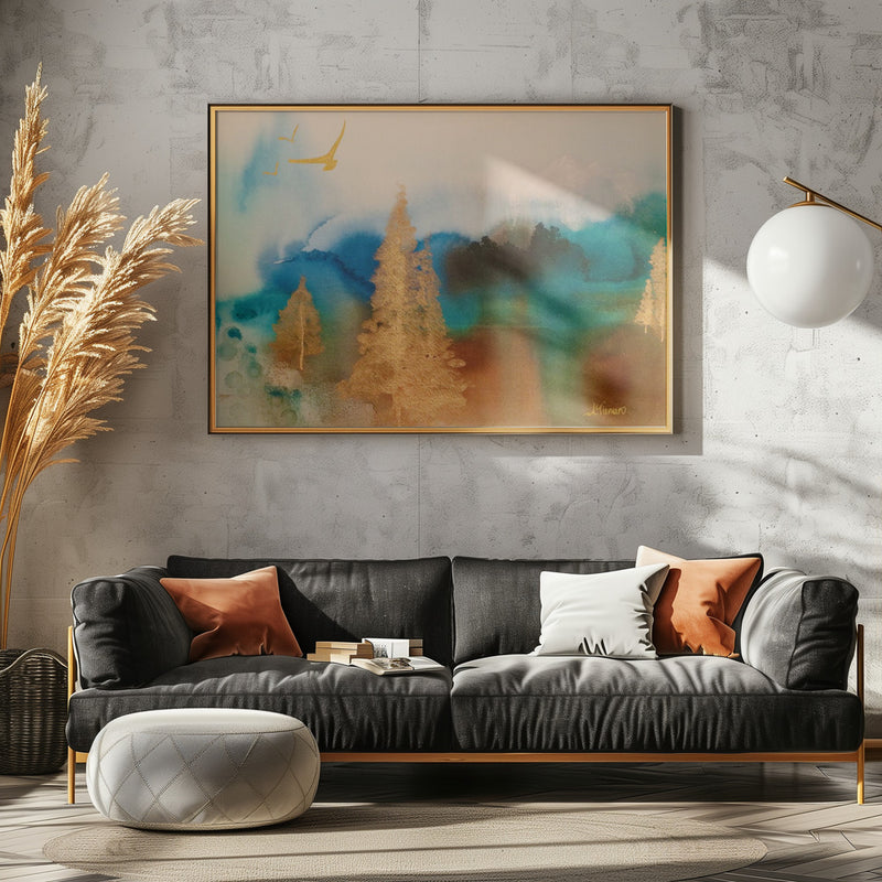 Golden Landscape - Stretched Canvas, Poster or Fine Art Print I Heart Wall Art