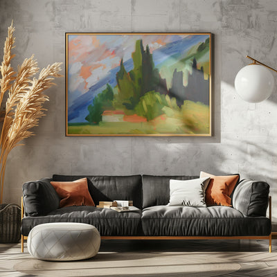 Tuscan Mountainside - Stretched Canvas, Poster or Fine Art Print I Heart Wall Art
