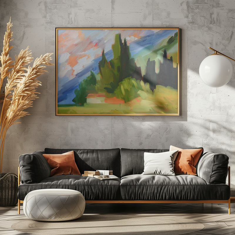 Tuscan Mountainside - Stretched Canvas, Poster or Fine Art Print I Heart Wall Art