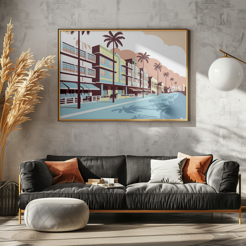 Miami Oceandrive - Stretched Canvas, Poster or Fine Art Print I Heart Wall Art