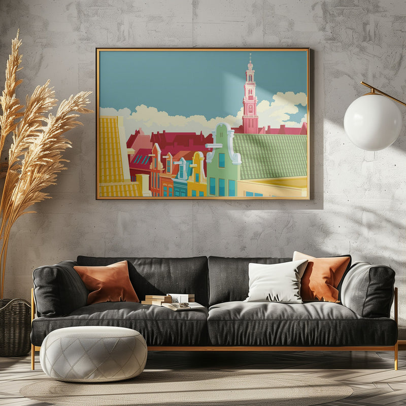 Amsterdam Jordaan Westerkerk - Stretched Canvas, Poster or Fine Art Print I Heart Wall Art