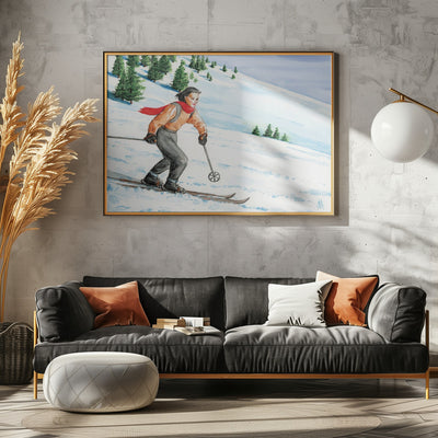 Downhill Skier - Stretched Canvas, Poster or Fine Art Print I Heart Wall Art