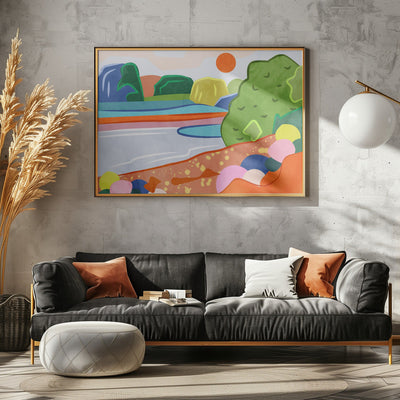 Pastel Sunset Over the Valley - Stretched Canvas, Poster or Fine Art Print I Heart Wall Art