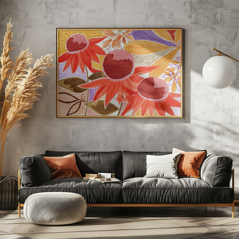 Layered Botanical Watercolour - Stretched Canvas, Poster or Fine Art Print I Heart Wall Art