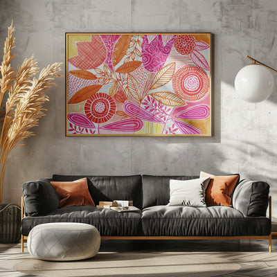 Layered Botanical Watercolour - Stretched Canvas, Poster or Fine Art Print I Heart Wall Art