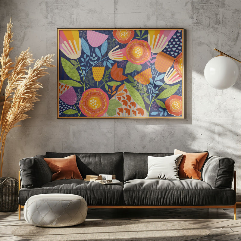 A Rainbow Garden - Stretched Canvas, Poster or Fine Art Print I Heart Wall Art