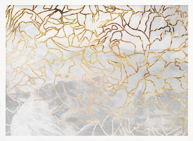 Abstract gold line art wall mural - Stretched Canvas, Poster or Fine Art Print I Heart Wall Art