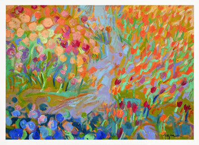 Vibrant Garden Path - Stretched Canvas, Poster or Fine Art Print I Heart Wall Art