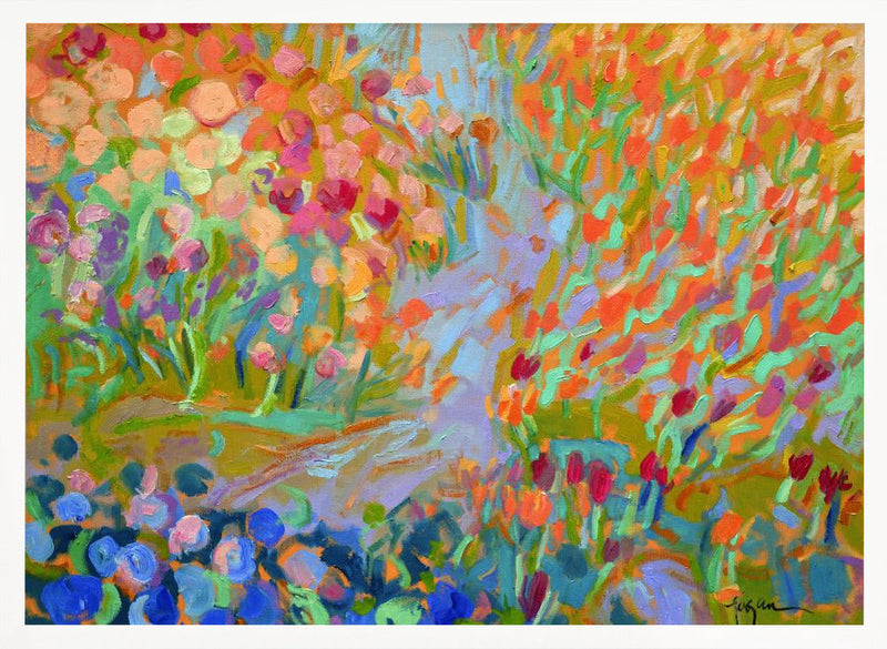 Vibrant Garden Path - Stretched Canvas, Poster or Fine Art Print I Heart Wall Art