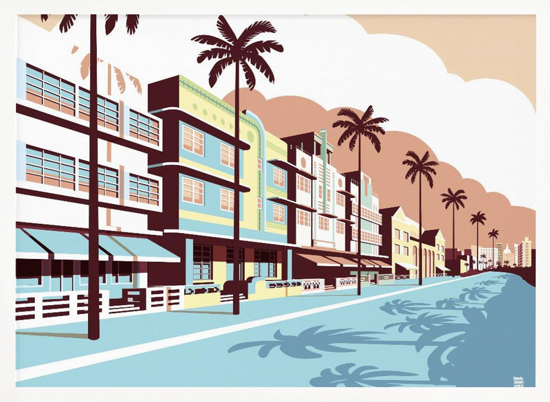 Miami Oceandrive - Stretched Canvas, Poster or Fine Art Print I Heart Wall Art