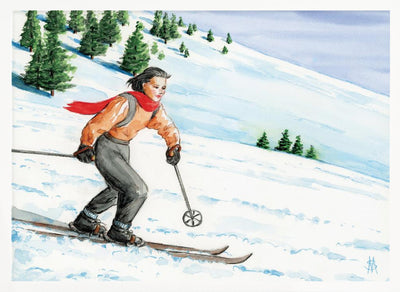 Downhill Skier - Stretched Canvas, Poster or Fine Art Print I Heart Wall Art