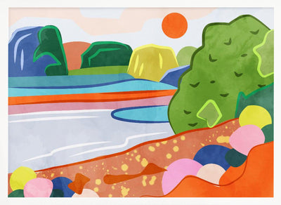 Pastel Sunset Over the Valley - Stretched Canvas, Poster or Fine Art Print I Heart Wall Art