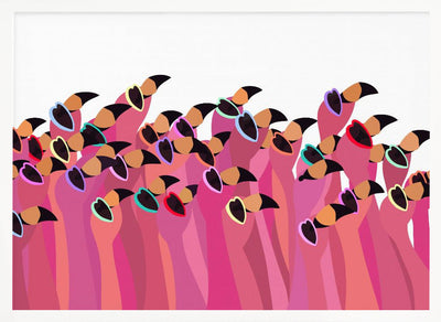 Flock flamingo white - Stretched Canvas, Poster or Fine Art Print I Heart Wall Art