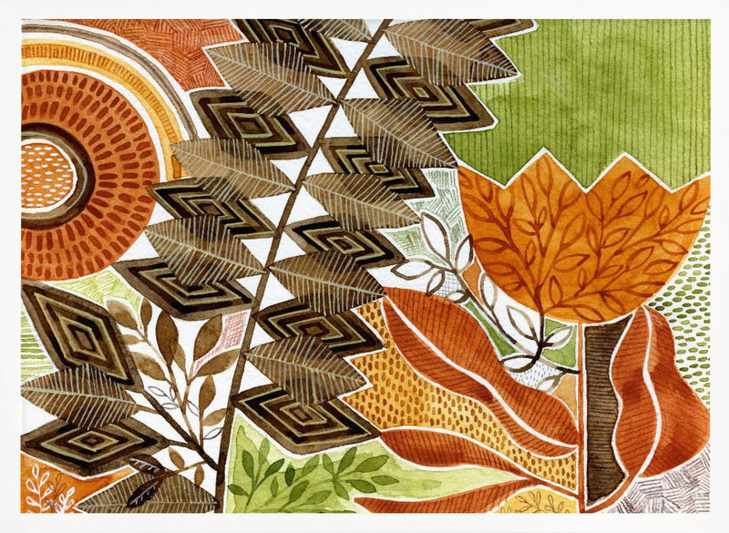 Layered Botanical Watercolour - Stretched Canvas, Poster or Fine Art Print I Heart Wall Art