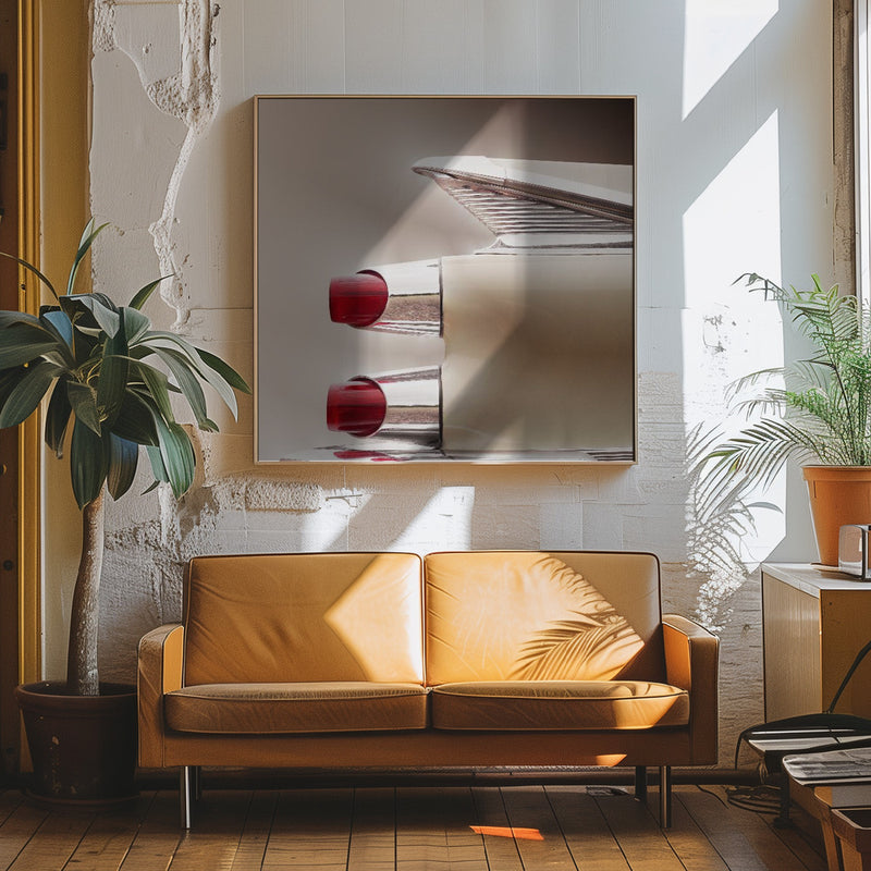 American classic car Custom Royal 1959 tail fin - Square Stretched Canvas, Poster or Fine Art Print I Heart Wall Art