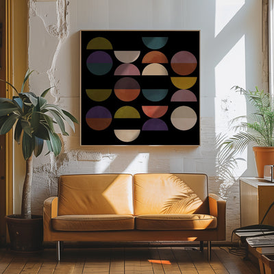 Mid Circles Terracotta Blck1 - Square Stretched Canvas, Poster or Fine Art Print I Heart Wall Art