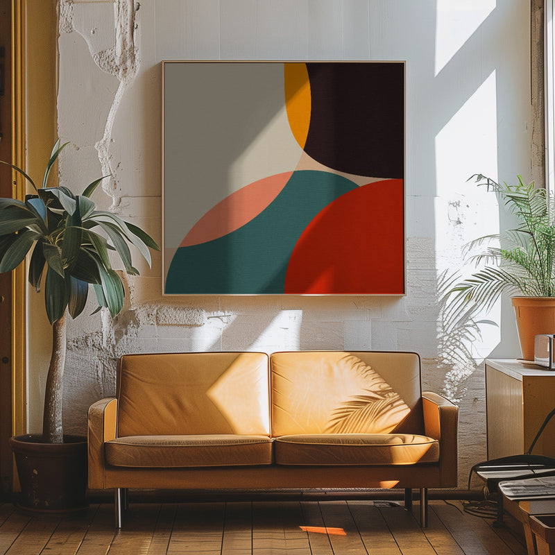 Bauhaus Modern Bold 4 - Square Stretched Canvas, Poster or Fine Art Print I Heart Wall Art