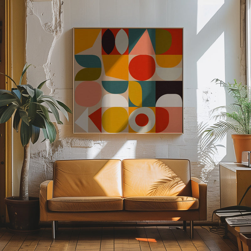 Bauhaus Modern Bold - Square Stretched Canvas, Poster or Fine Art Print I Heart Wall Art