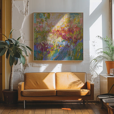 Radiant Floral Harmony - Square Stretched Canvas, Poster or Fine Art Print I Heart Wall Art