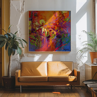 Vivid Sunburst - Square Stretched Canvas, Poster or Fine Art Print I Heart Wall Art