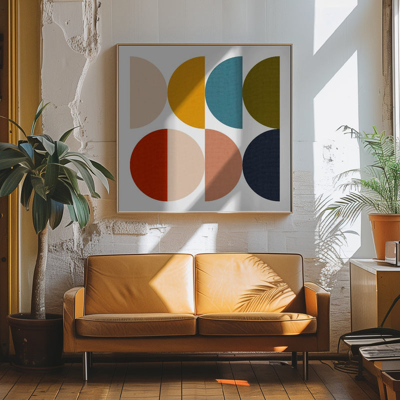 Mid Century Geometric Color Play - Square Stretched Canvas, Poster or Fine Art Print I Heart Wall Art