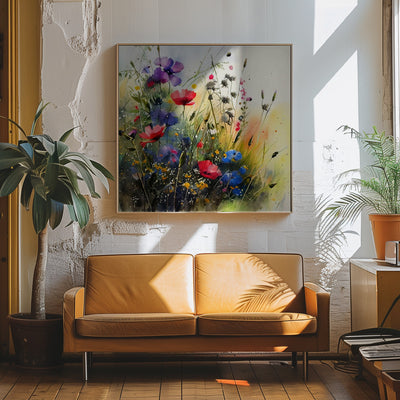 Idyllic Meadow (6) - Square Stretched Canvas, Poster or Fine Art Print I Heart Wall Art