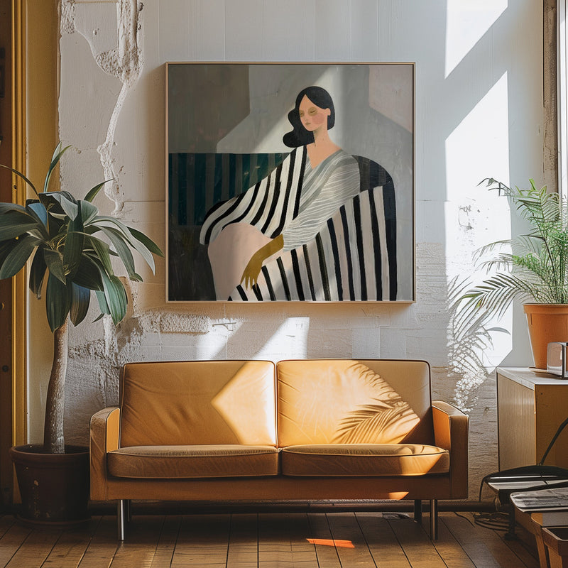 Woman In Recline - Square Stretched Canvas, Poster or Fine Art Print I Heart Wall Art