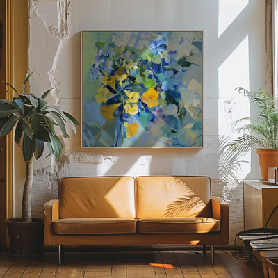 Wellow Oil Canvas  100 100  2011 - Square Stretched Canvas, Poster or Fine Art Print I Heart Wall Art