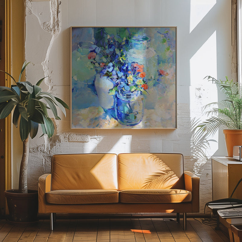 Wild Flowers - Square Stretched Canvas, Poster or Fine Art Print I Heart Wall Art