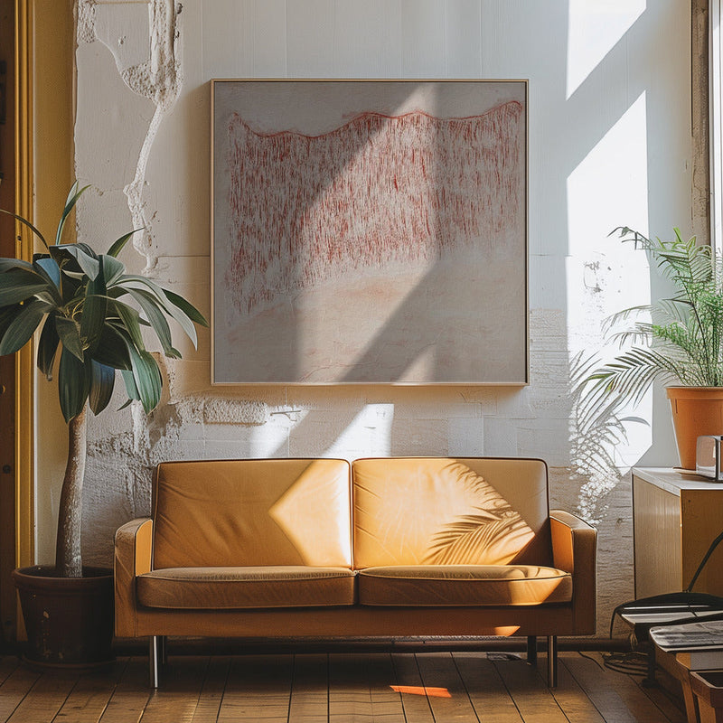 Crimson Wavescape - Square Stretched Canvas, Poster or Fine Art Print I Heart Wall Art